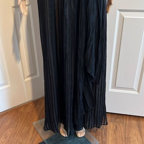 BCBGMaxAzria Black Silk Gown Dress Strapless Ruche Pleated Empire Waist 6 Petite - Picture 5 of 13